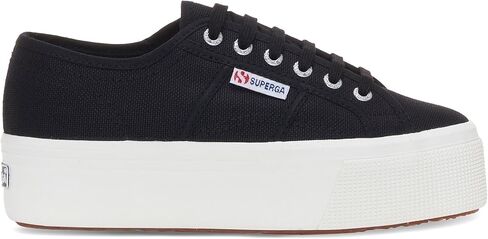 حذاء رياضي نسائي Superga 2790 ذو نعل سميك، أسود بالكامل، 7.5 in Kuwait