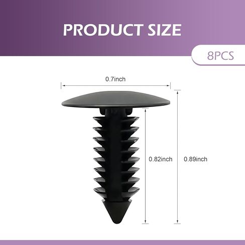 8 PCS Bumper License Plate Hole Plugs, Plastic Bumper Fastener Rivet Clips, 7mm Hole Retainer Auto Body Clips with Barbed Design, Compatible with GM, Ford, Chrysler, Audi, BMW (Black) in Kuwait