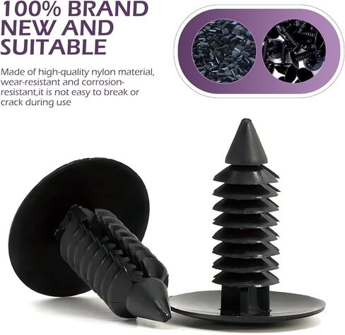 8 PCS Bumper License Plate Hole Plugs, Plastic Bumper Fastener Rivet Clips, 7mm Hole Retainer Auto Body Clips with Barbed Design, Compatible with GM, Ford, Chrysler, Audi, BMW (Black) in Kuwait