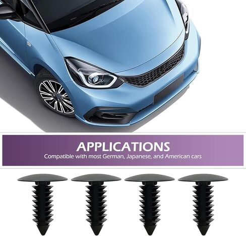 8 PCS Bumper License Plate Hole Plugs, Plastic Bumper Fastener Rivet Clips, 7mm Hole Retainer Auto Body Clips with Barbed Design, Compatible with GM, Ford, Chrysler, Audi, BMW (Black) in Kuwait