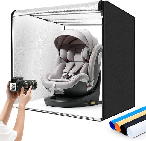 Photo Studio Light Box, 12"x12" Professional Dimmable Shooting Tent Kit with 120 LEDs Lights & 6 Kinds Double-Sided Color Backgrounds for Product Photography in Kuwait