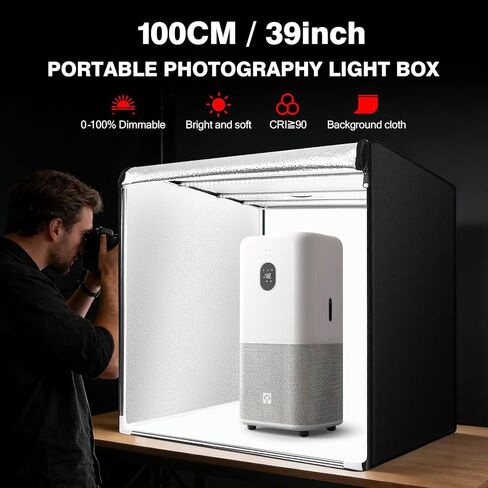 Photo Studio Light Box, 12"x12" Professional Dimmable Shooting Tent Kit with 120 LEDs Lights & 6 Kinds Double-Sided Color Backgrounds for Product Photography in Kuwait