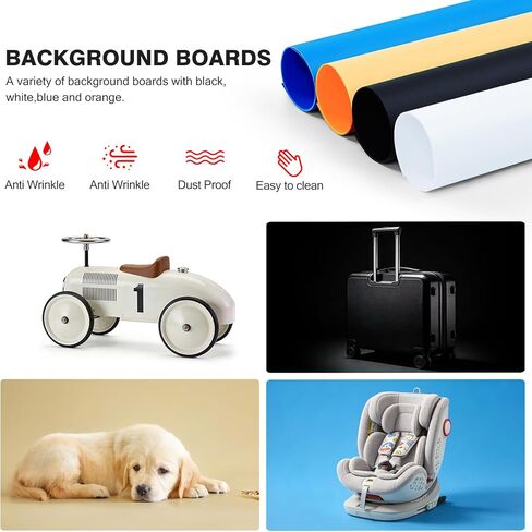 Photo Studio Light Box, 12"x12" Professional Dimmable Shooting Tent Kit with 120 LEDs Lights & 6 Kinds Double-Sided Color Backgrounds for Product Photography in Kuwait