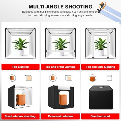 Photo Studio Light Box, 12"x12" Professional Dimmable Shooting Tent Kit with 120 LEDs Lights & 6 Kinds Double-Sided Color Backgrounds for Product Photography in Kuwait