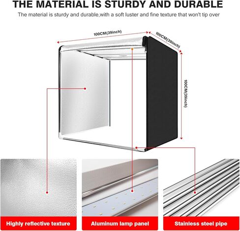 Photo Studio Light Box, 12"x12" Professional Dimmable Shooting Tent Kit with 120 LEDs Lights & 6 Kinds Double-Sided Color Backgrounds for Product Photography in Kuwait