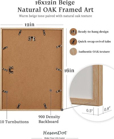 مجموعة إطارات صور مقاس 12 × 16 بوصة مكونة من 3 - إطار صور من خشب البلوط البيج الطبيعي، إطارات طباعة فنية مقاس 16 × 12، مجموعة تزيين جدار المنزل الصلب البسيط مقاس 30 × 40 سم in Kuwait