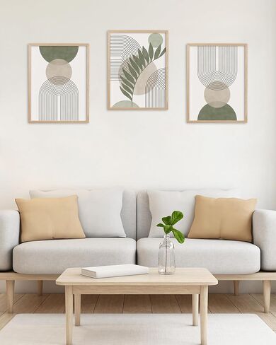 مجموعة إطارات صور مقاس 12 × 16 بوصة مكونة من 3 - إطار صور من خشب البلوط البيج الطبيعي، إطارات طباعة فنية مقاس 16 × 12، مجموعة تزيين جدار المنزل الصلب البسيط مقاس 30 × 40 سم in Kuwait