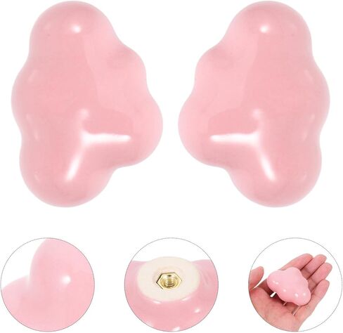 BESPORTBLE 2pcs Cloud Shape Ceramic Cabinet Knobs for Bedroom Dresser Drawer Pull Handles, Light Pink Ceramic Furniture Handles for Nursery Wardrobe Decor in Saudi Arabia