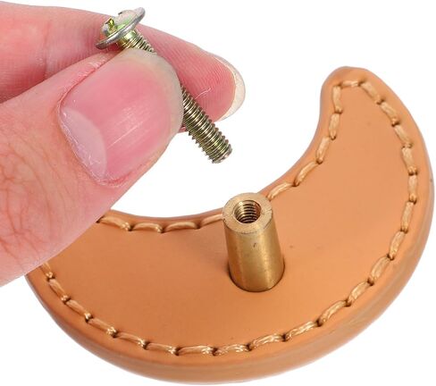 2pcs Moon Shape Wardrobe Cabinet Handles Pu Leather Drawer Pulls Vintage Furniture Hardware for Room Dresser Door Decor in Kuwait