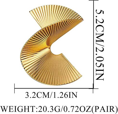 Bmadge Gold Geometric Earrings Exaggerated Statement Earrings Punk Stylish Sectored Twisted Earring Jewelry for Women and Girls (Sectored) in Kuwait