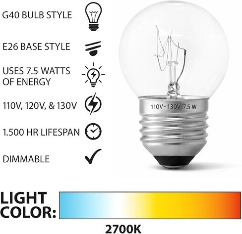 Mandala Crafts Low Wattage Light Bulbs for Signs and Indicators G40, S11, 7.5 W, E26 Base, 6 Pack in Saudi Arabia