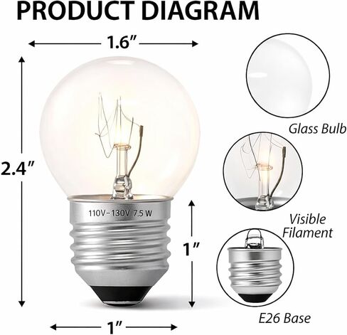 Mandala Crafts Low Wattage Light Bulbs for Signs and Indicators G40, S11, 7.5 W, E26 Base, 6 Pack in Saudi Arabia