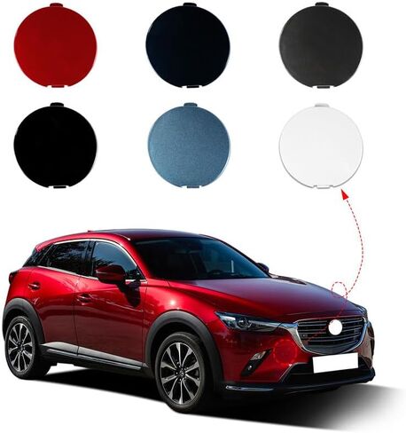 Front Bumper Tow Hook Cover Cap Towing Eye for Mazda CX-3 DK 2014 2015 2016 2017 2018 2019 2020 2021 2022 2023 DK8A-50A11 D10J-50-A12A (Pearly White, Left Driver Side) in Saudi Arabia
