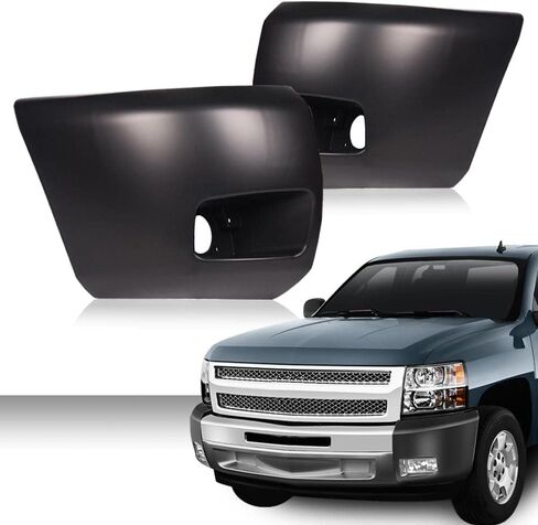 GRAND ORANGE Front Primed Plastic Bumper End Extension Face Bar Cap with Fog Light Hole Compatible with Chevy Silverado 1500 2007-2013 1 Pair Left & Right in Saudi Arabia