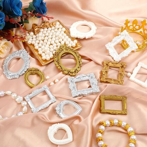 12 PCS Mini Vintage Photo Frames Baroque Antique Mini Picture Frames Small Photo Frame Miniature Jewelry Display Table Wall Hanging Frame for Christmas DIY Holiday Party Wedding Decoration, 3 Colors in Kuwait