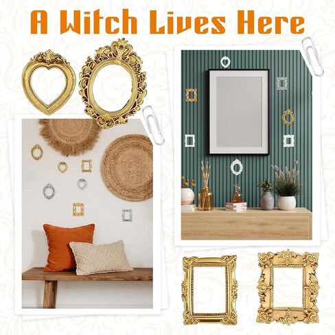 12 PCS Mini Vintage Photo Frames Baroque Antique Mini Picture Frames Small Photo Frame Miniature Jewelry Display Table Wall Hanging Frame for Christmas DIY Holiday Party Wedding Decoration, 3 Colors in Kuwait