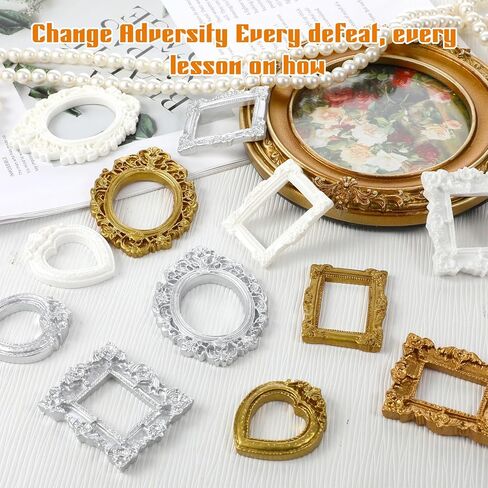 12 PCS Mini Vintage Photo Frames Baroque Antique Mini Picture Frames Small Photo Frame Miniature Jewelry Display Table Wall Hanging Frame for Christmas DIY Holiday Party Wedding Decoration, 3 Colors in Kuwait
