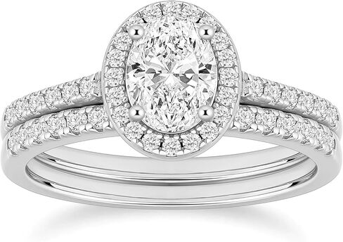 EAMTI 1.5CT 925 Sterling Silver Cubic Zirconia Bridal Rings Sets Oval Cut CZ Engagement Rings Wedding Band For Women Size 3-13 in Kuwait