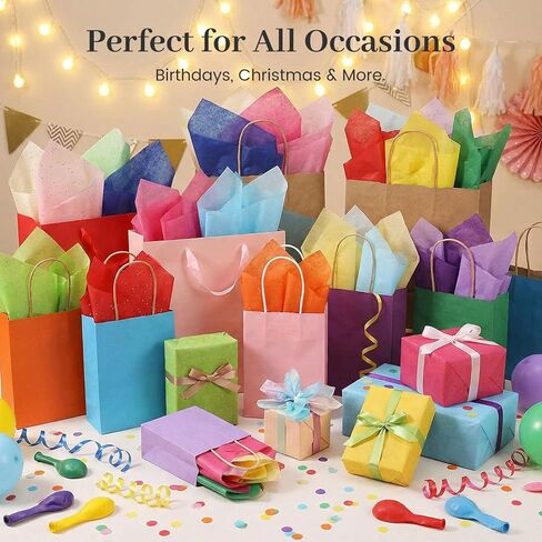 3 Otters 150 Sheets Wrapping Tissue Paper, 14×20 Inch Tissue Paper Gift Wrap Colors of Rainbow Gift Tissue Paper for Gift Bags in Kuwait