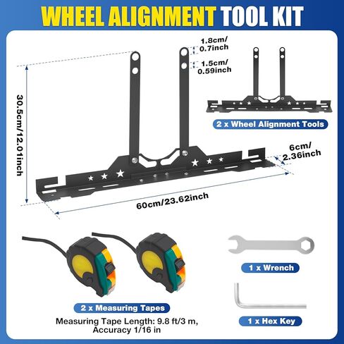 أداة محاذاة العجلات قطعتان من لوحات أدوات محاذاة أصابع القدم مع شريطين قياس أداة محاذاة الحدبة للسيارات والشاحنات وسيارات الدفع الرباعي وإصلاح الإطارات RV للاستخدام المنزلي وأدوات السيارات in Kuwait