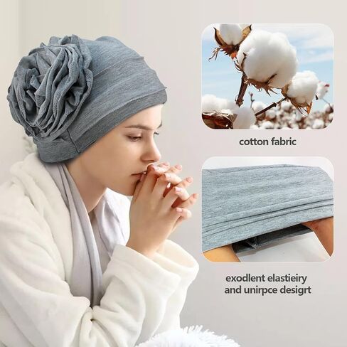 6 Pack Cotton Chemo Turbans for Women,Ultra-Soft Cancer Headwear, Elastic Chemo Hats & Head Coverings for Hair Loss Patients, Breathable Headbands & Turban Wraps (6 Colors) in Kuwait