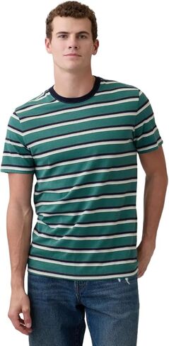 Gap Men's Everyday Soft Crewneck Stripe T-Shirt Tee in Saudi Arabia