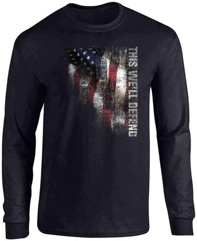 تي شيرت Pop Threads American Flag Guns Military Veteran National بأكمام طويلة in Saudi Arabia