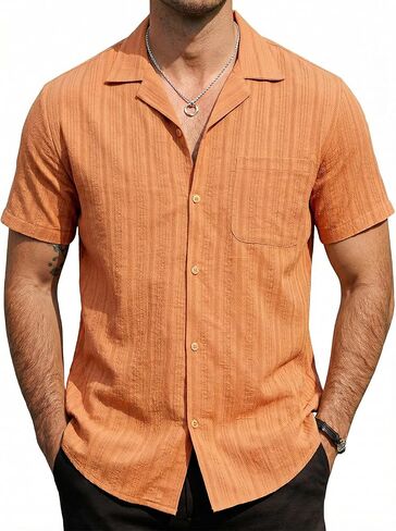 قمصان VATPAVE للرجال الكوبية Guayabera بأزرار للأسفل وأكمام قصيرة قميص قطني غير رسمي للصيف والشاطئ قمصان الزفاف مع جيب in Kuwait