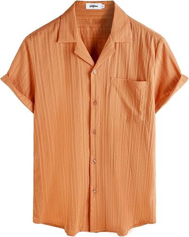 قمصان VATPAVE للرجال الكوبية Guayabera بأزرار للأسفل وأكمام قصيرة قميص قطني غير رسمي للصيف والشاطئ قمصان الزفاف مع جيب in Kuwait