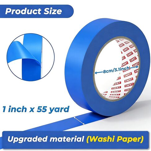 SWRT Blue Painters Tape 1 Inch x 55 Yards, 20 Rolls (1100 Yards Total), Washi Painters Tape with Clean Removal for Painting Walls, Trim & Delicate Surfaces in Saudi Arabia