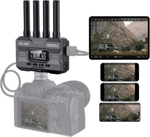 ACCSOON CineView SE Wireless Video Transmission System 2.4-5Ghz2.4-5Ghz Dual Channel Wireless HDMI&SDI Transmitter and Receiver 1080p 60fps ≤0.05 Latency 1200ft Range up to 4 Devices Monitoring in Saudi Arabia