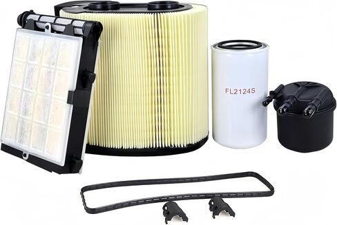 طقم صيانة فلتر Powerstroke 6.7 بديل، يناسب F250 F350 F450 F550 لـ Super Duty V8 2017-2019؛ فلتر هواء المحرك، فلتر الوقود، فلتر الزيت يستبدل FA1927 وFD4624 وFL2124S in Kuwait