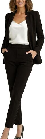 Marycrafts Women's Professional Stand Up Collar Blazer Pant Suit Set Pant Suits in Kuwait