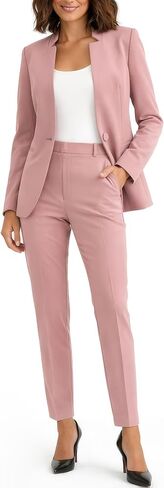 Marycrafts Women's Professional Stand Up Collar Blazer Pant Suit Set Pant Suits in Saudi Arabia