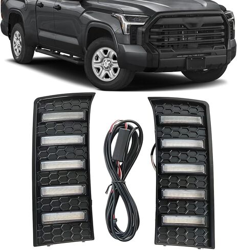 مصابيح LED للجري أثناء النهار تناسب تندرا 2022-2025، مصابيح ضباب للمصد الأمامي مع إشارات انعطاف تسلسلية كهرمانية، مجموعة ترقية مصباح القيادة DRL باللون الأبيض/العنبر in Kuwait