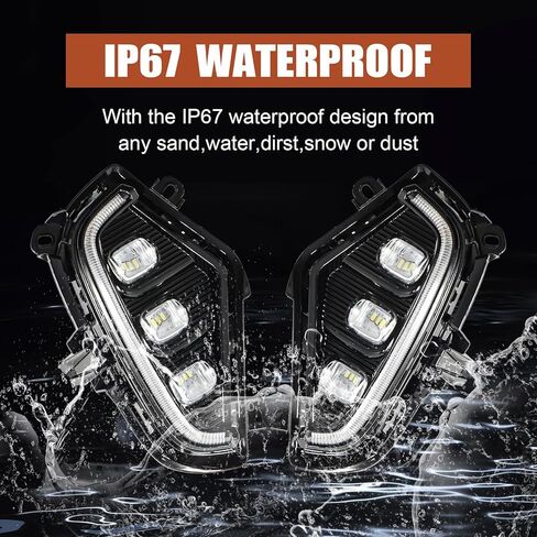 مصابيح LED للجري أثناء النهار تناسب مجموعة مصابيح الضباب Toyota RAV4 2019-2022، مجموعة مصابيح الضباب Rav4 مع مصابيح إشارة الانعطاف الكهرماني DRL، 3 عيون RAV4 DRL أضواء النهار مع إطار (زوج واحد) in Kuwait