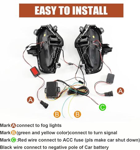 مصابيح LED للجري أثناء النهار تناسب مجموعة مصابيح الضباب Toyota RAV4 2019-2022، مجموعة مصابيح الضباب Rav4 مع مصابيح إشارة الانعطاف الكهرماني DRL، 3 عيون RAV4 DRL أضواء النهار مع إطار (زوج واحد) in Kuwait