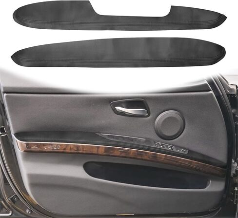 QianBao 2PCS Front Door Armrest Leather Cover Replacement for BMW 3 Series E90 2006-2011, DIY Left & Right Door Panel with Installation Tool Black in Kuwait