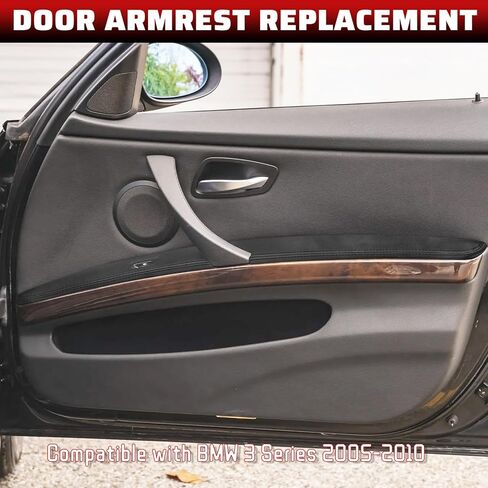 QianBao 2PCS Front Door Armrest Leather Cover Replacement for BMW 3 Series E90 2006-2011, DIY Left & Right Door Panel with Installation Tool Black in Kuwait