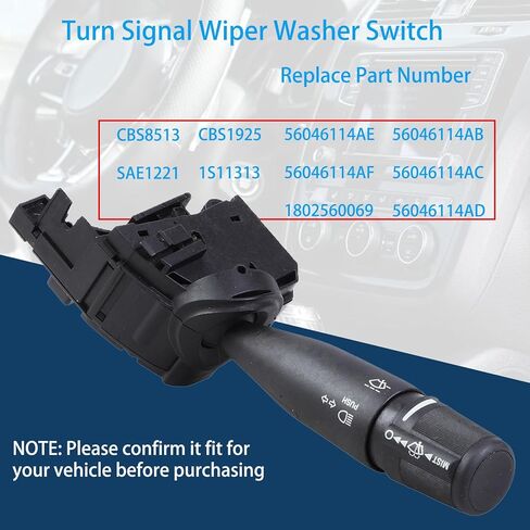 Turn Signal Wiper Washer Switch Compatible with Dodge Ram 1500 2009-2010, Ram 2500/3500 2010 Ram 1500 Classic 2019-2021, 1500 2011-2018, 2500/3500/4500/5500 2011-2021 Replaces# 56046114AC in Kuwait