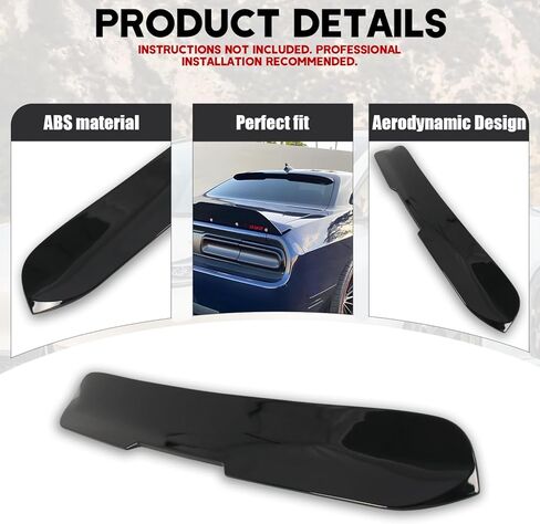 Rear Window Roof Spoiler Wing Compatible with 2008-2026 Dodge Challenger SXT, GT, R/T, R/T Scat Pack, SRT Hellcat All Models, Car Exterior Body Kit Accessories (Gloss Black Paint) in Saudi Arabia