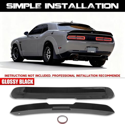 Rear Window Roof Spoiler Wing Compatible with 2008-2026 Dodge Challenger SXT, GT, R/T, R/T Scat Pack, SRT Hellcat All Models, Car Exterior Body Kit Accessories (Gloss Black Paint) in Saudi Arabia