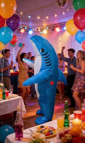 Luxepick Inflatable Shark Costume, Full Body Blow Up Shark Suit for Adults Kids, Waterproof Polyester Easy Inflate Funny Cosplay Outfit for Halloween Party Ocean Theme Events in Saudi Arabia