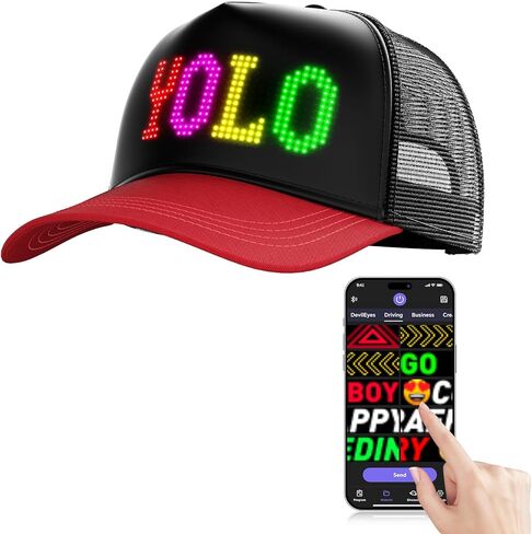 GOTUS LED Hats, LED Display Screen Smart Caps,Bluetooth APP Control,Custom Text, Patterns, Animations for Party Christmas in Kuwait