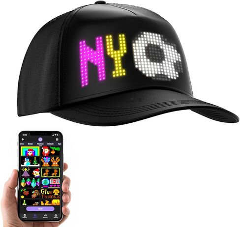 GOTUS LED Hats, LED Display Screen Smart Caps,Bluetooth APP Control,Custom Text, Patterns, Animations for Party Christmas in Saudi Arabia