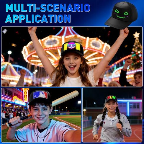 GOTUS LED Hats, LED Display Screen Smart Caps,Bluetooth APP Control,Custom Text, Patterns, Animations for Party Christmas in Saudi Arabia