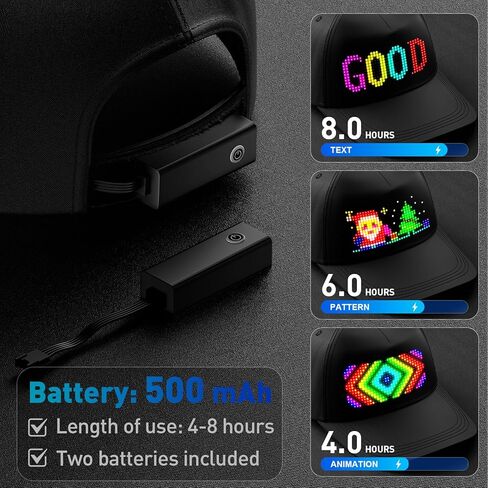GOTUS LED Hats, LED Display Screen Smart Caps,Bluetooth APP Control,Custom Text, Patterns, Animations for Party Christmas in Saudi Arabia