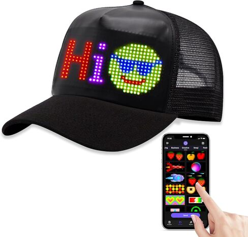 GOTUS LED Hats, LED Display Screen Smart Caps,Bluetooth APP Control,Custom Text, Patterns, Animations for Party Christmas in Saudi Arabia
