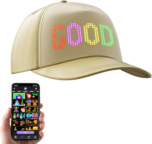 GOTUS LED Hats, LED Display Screen Smart Caps,Bluetooth APP Control,Custom Text, Patterns, Animations for Party Christmas in Saudi Arabia