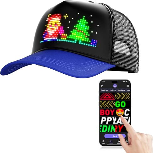 GOTUS LED Hats, LED Display Screen Smart Caps,Bluetooth APP Control,Custom Text, Patterns, Animations for Party Christmas in Saudi Arabia